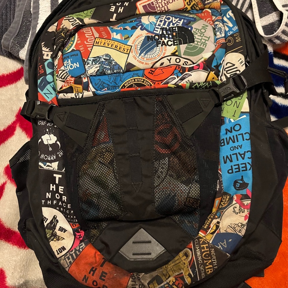 The North Face Black Backpack with Graphic Design